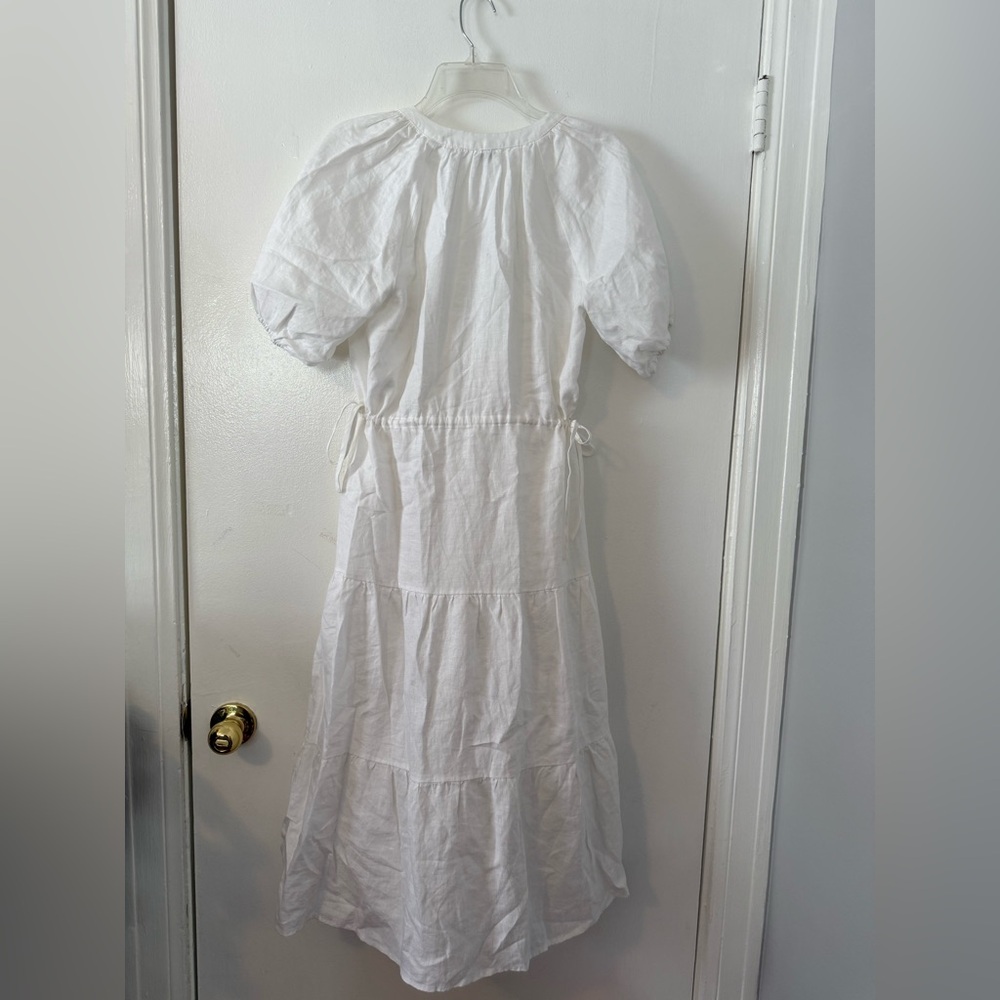 Wilfred Decadence White Linen Dress Tiered Organic Linen Midi Dress - Picture 8 of 8